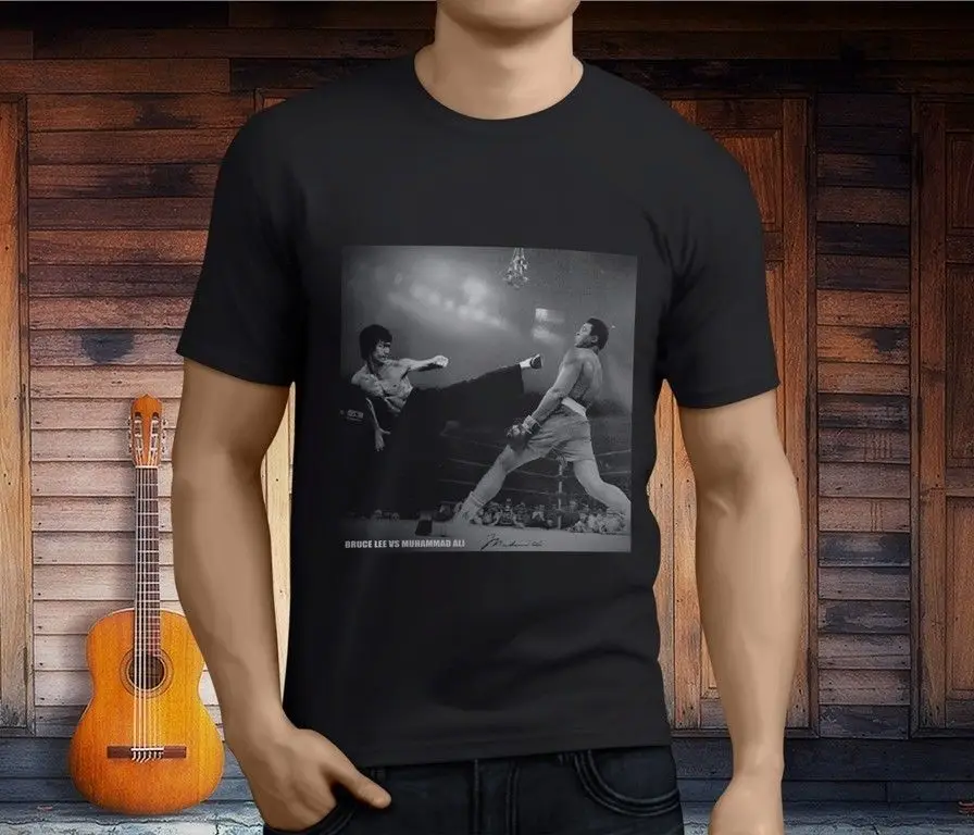 Новая Винтажная Мужская черная футболка Брюса Ли против Али боксингера размер