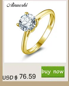 AINUOSHI 14 K массивная, желтая, Золотая женские обручальные кольца, набор 1 ct, круглая имитация бриллианта, Halo "anillos Bijoux" Femme, обручальное кольцо