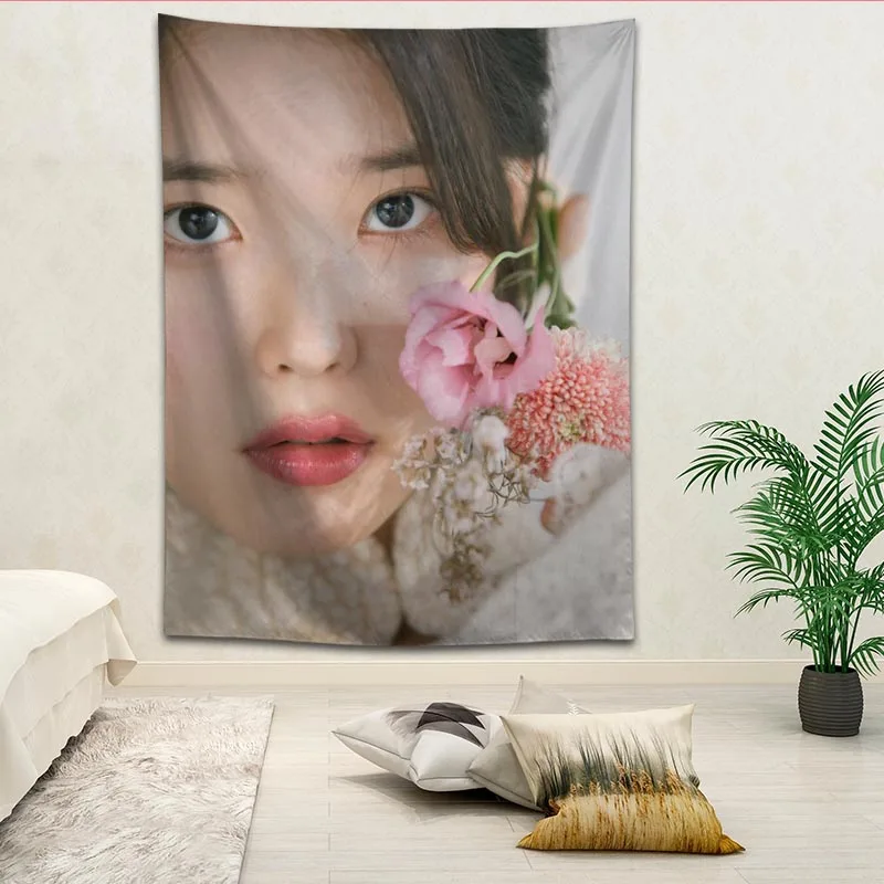 KPOP IU гобелены для гостиной спальни Висячие настенные гобелены домашний декор в стиле ретро Йога пляжный коврик логотип на заказ - Цвет: 9