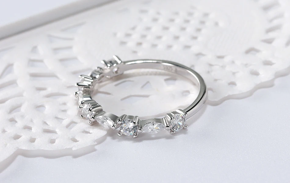 ORSA JEWELS, серебряные кольца из натуральной 925 пробы для женщин, модные круглые обручальные кольца с кубическим цирконием ААА, ювелирные изделия для юбилея SR64