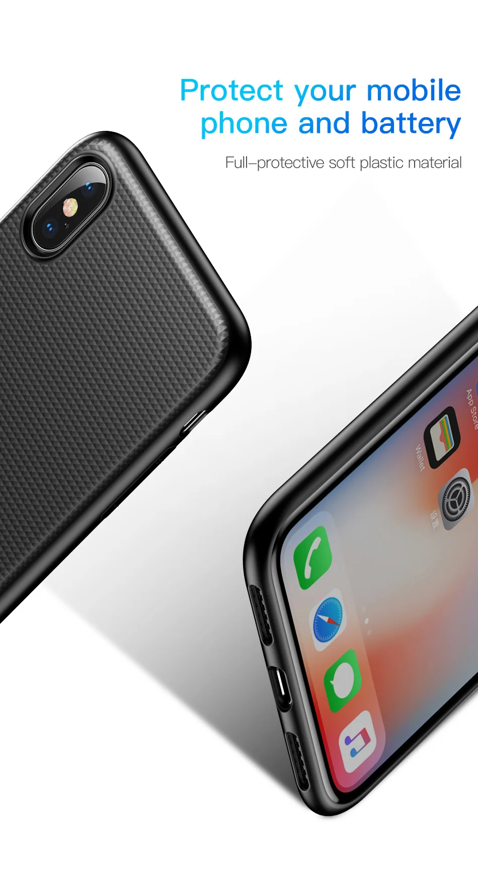 Baseus Беспроводное зарядное устройство power Bank чехол для iPhone X Беспроводное зарядное устройство чехол для iPhone X+ чехол для телефона