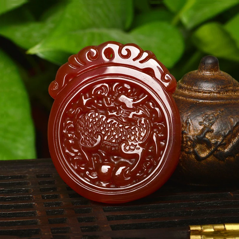 KYSZDL натуральный красный бразильский ma nao/каменный халцедон кулон резьба единорог