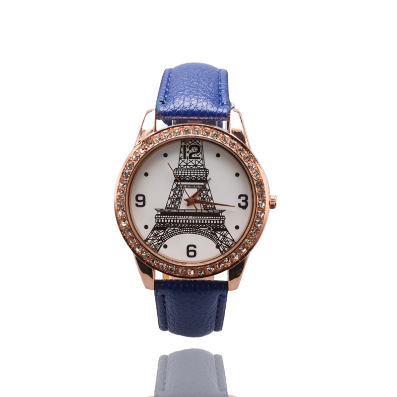 Модные женские туфли Часы повседневные красные Аналоговый Кожаный ремешок башня