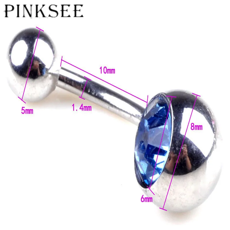 Пирсинг для пупка из хирургической стали PINKSEE 2 шт. однокристальные кольца Стразы