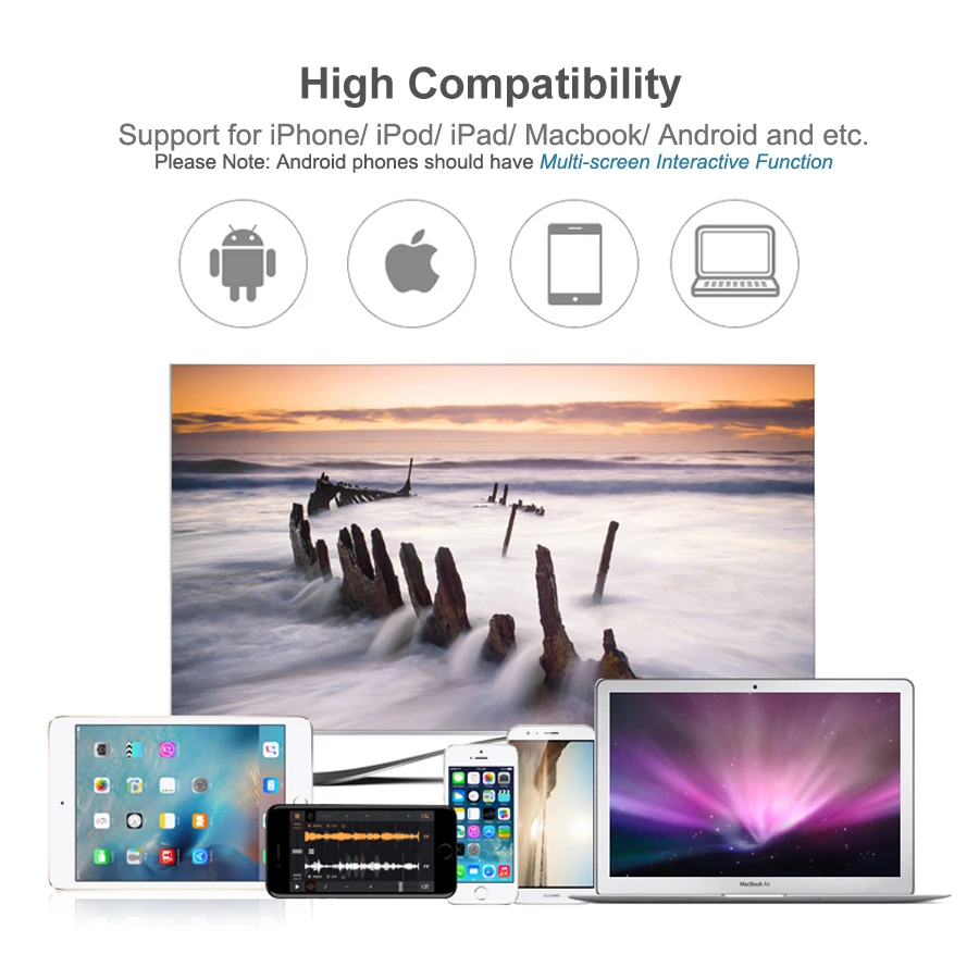 Беспроводной зеркальный кабель Wi Fi для преобразователя MHL в HDMI 1080P HDTV адаптер iPhone