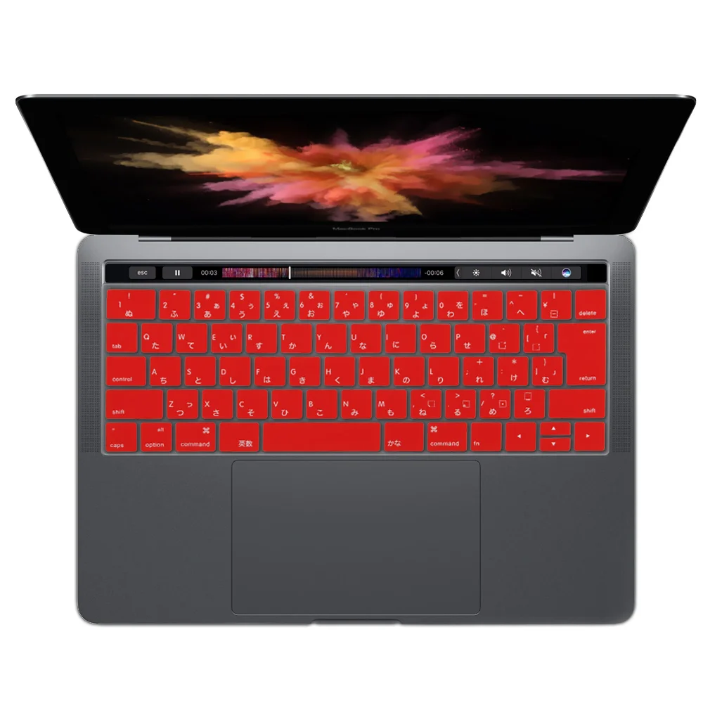 Ключ кожи для / MacBook Pro retina 13 15 дюймов с сенсорной панелью JIS японская версия градиентный Радужный цвет клавиатура крышка - Цвет: Red