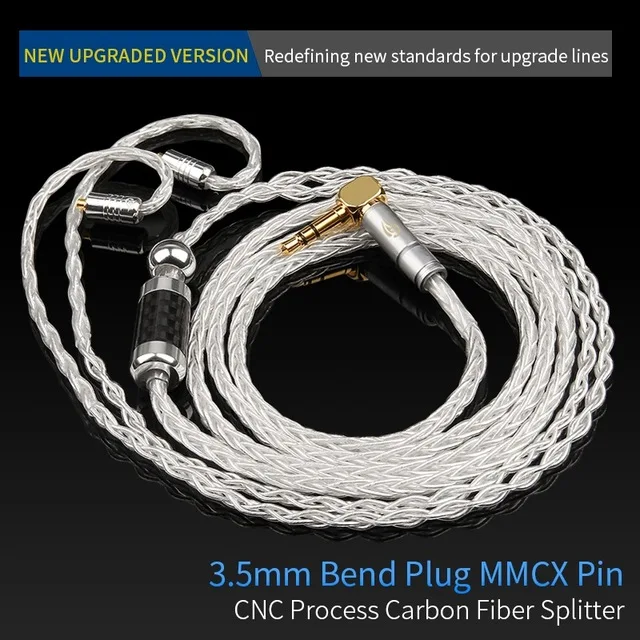 3.5mm Elbow MMCX Pin 2,5 мм 3,5 мм кабель для наушников DIY 8 Core с серебряным-медная проволока с покрытием для кабель MMCX 0,78 2pin разъем для наушников Hifi наушники провода аудио адаптер - Цвет: 3.5mm Elbow MMCX Pin