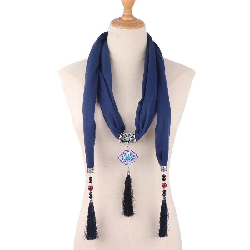 Женский шарф с кулоном шифоновый хлопковый аксессуары для женщин этнический