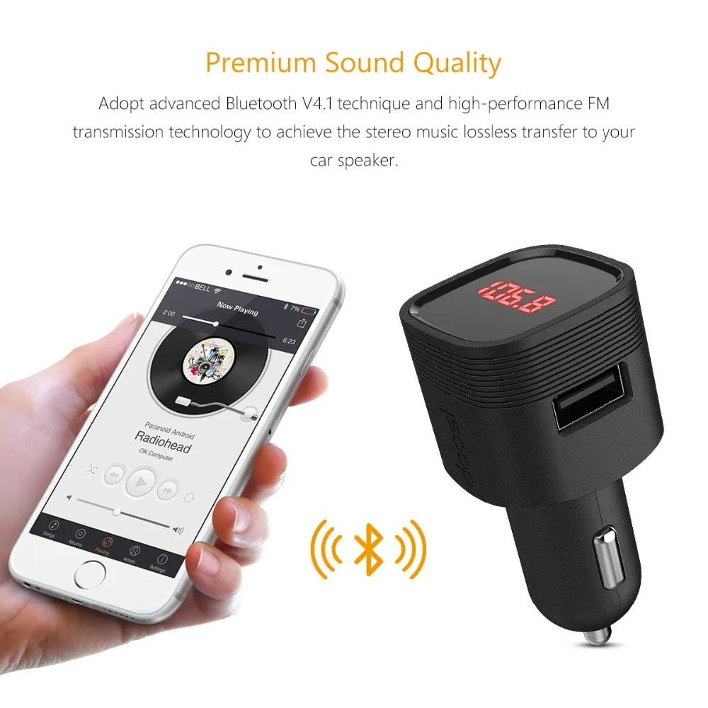 Автомобильный Bluetooth адаптер Doosl FM трансмиттер с USB портом|Беспроводные адаптеры| |