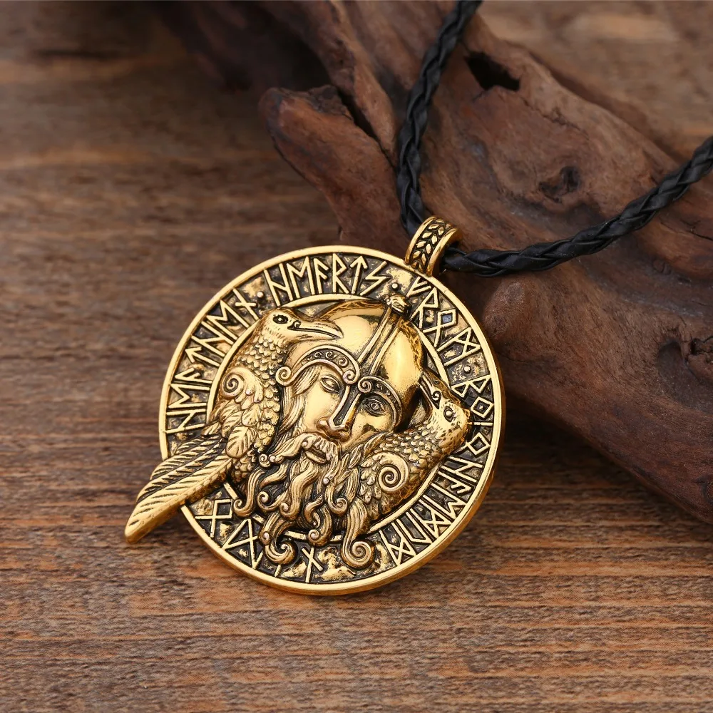 Teamer Новое поступление Odin's Huginn и Muninn Crow Valhalla Runic ожерелье с кулоном викинга