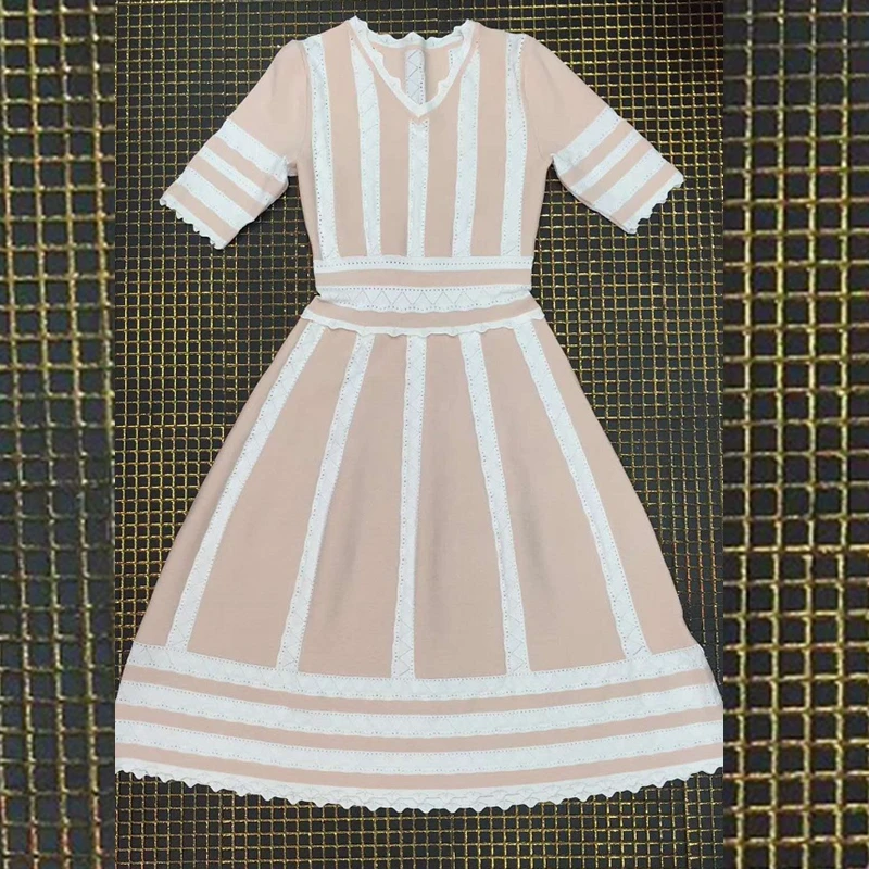 Модные женские туфли знаменитости короткий рукав лоскутное 2019 Fit And Flare Бандажное