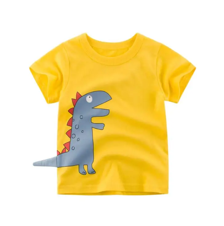 C4 Футболка из хлопка для мальчиков и девочек 2, 4, 6, 8, 10 лет Детская Летняя одежда топы с короткими рукавами для мальчиков, футболки с изображением динозавра и дельфина - Цвет: C4