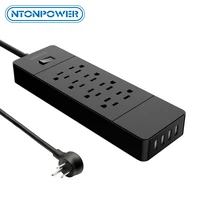 ntonpower surge protector family power strip 8 ac 4 usb charger station hanging slot for mounted us electrical plug for office