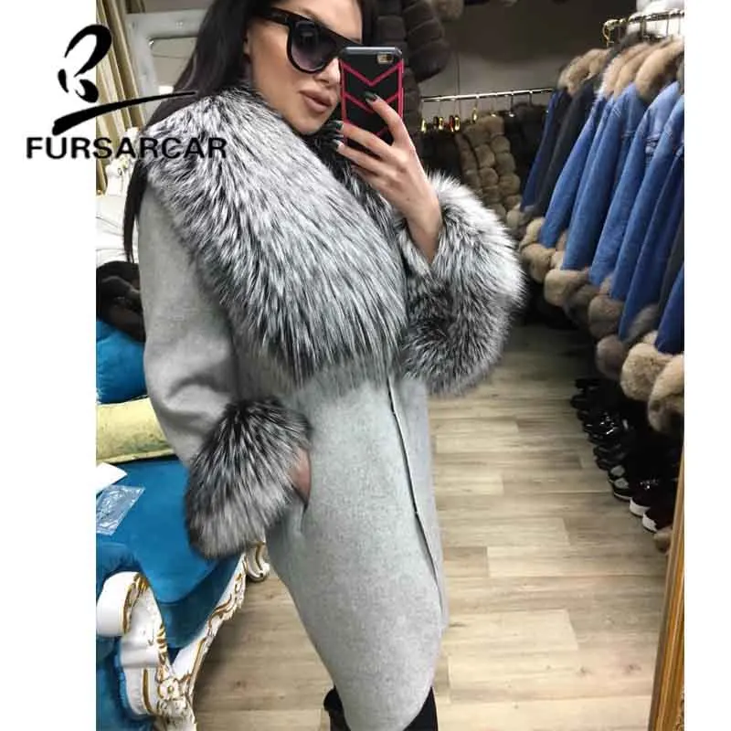 Женская Шуба из натурального меха FURSARCAR новая стильная с толстым теплым меховым