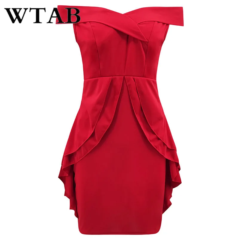 WTAB vestidos летнее платье с оборками 2019 сексуальное размера плюс бодикон женское