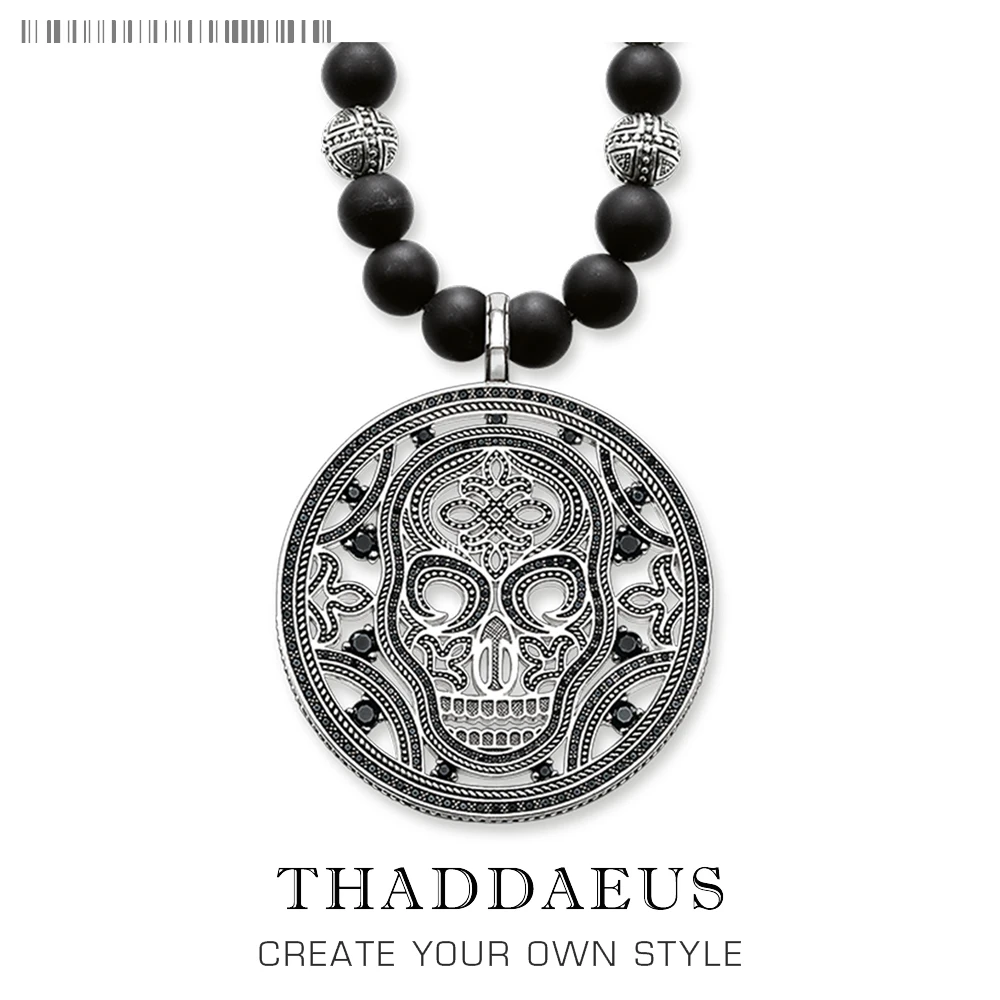 

Skulls Round Disc Necklace,2019 Brand Strand 925 Sterling Silver Jewelry Europe Style Rebel Cross Bijoux Gift For Men & Women