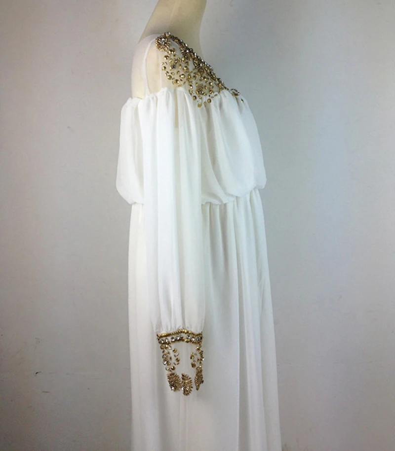 Мусульманская abaya платье турецкое Женская одежда с крупным бисером Формальные шифон исламский мусульманский платья с длинным рукавом vestid longos