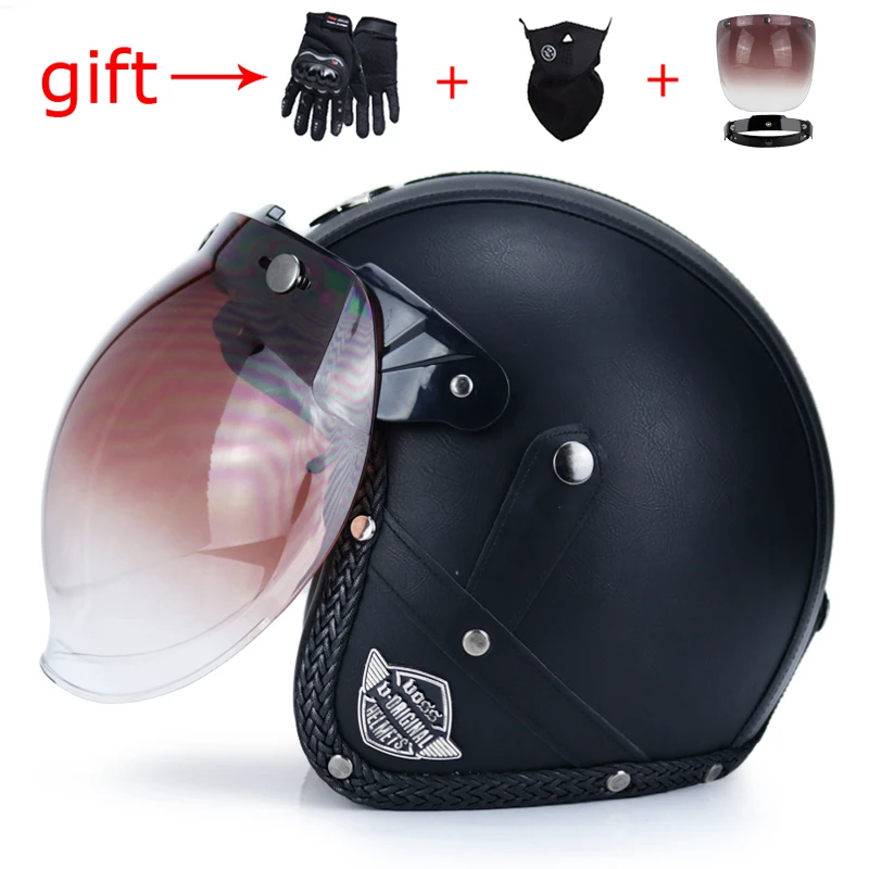 Moto rcycle шлем casco moto PU с открытым лицом 3/4 Ретро шлем хищника для мужчин и женщин capaceteDOT Сертифицированный чоппер шлем - Цвет: 3b