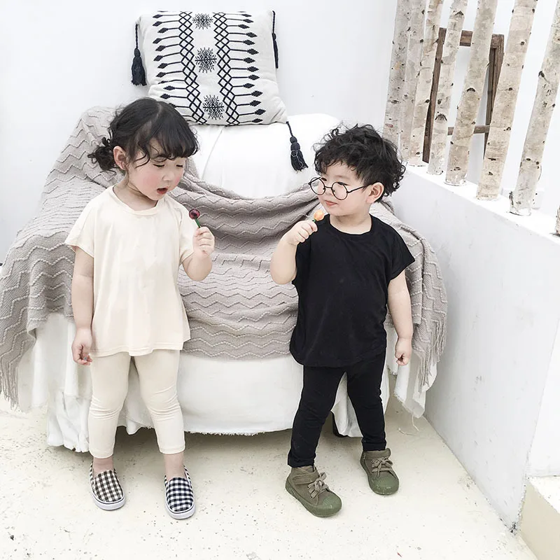 Летний однотонный Детский костюм в Корейском стиле детские штаны с короткими