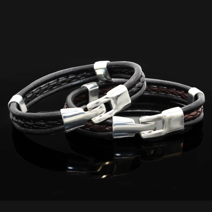 

Leather multi-layer of high-quality zinc alloy wire plating bracelet fashion European and American style men's bangle