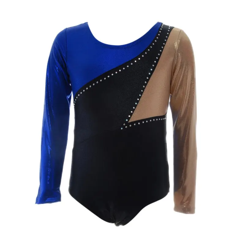 blue gold Гимнастический костюм с длинными рукавами, костюм с ромбовидным рисунком, костюмы для балета, гимнастики, одежда для тренировок - Цвет: blue gold