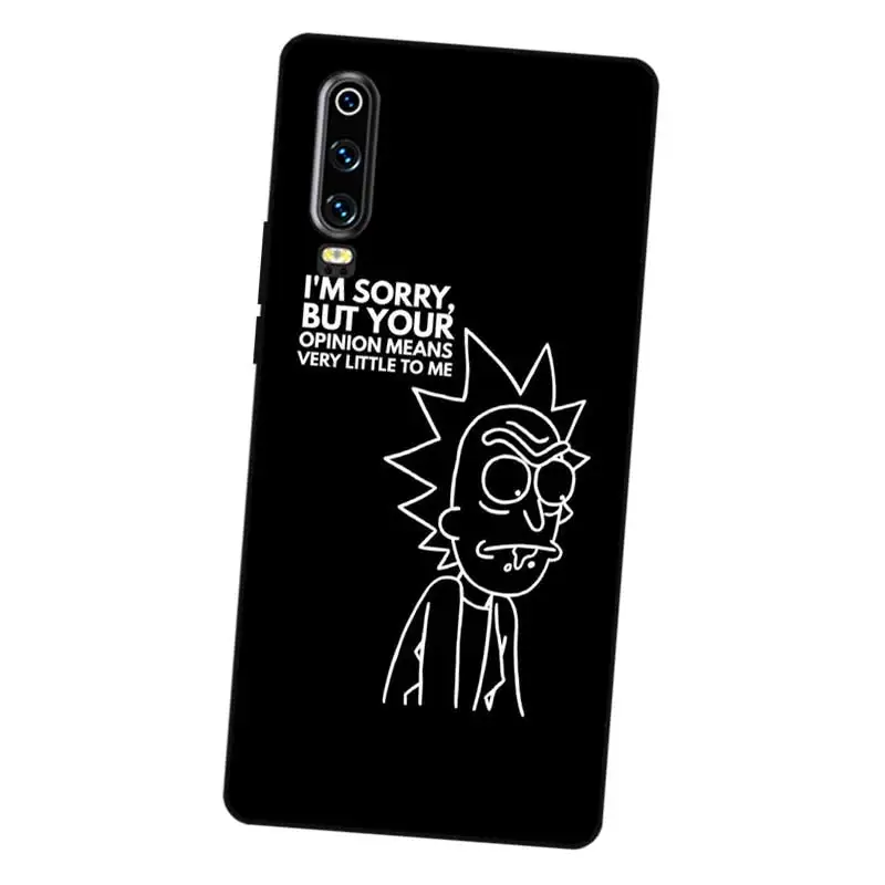 N352 Morty холодный черный силиконовый чехол для Huawei P8 P9 P10 P20 P30 Lite Pro P Smart Plus 2017 2019 |