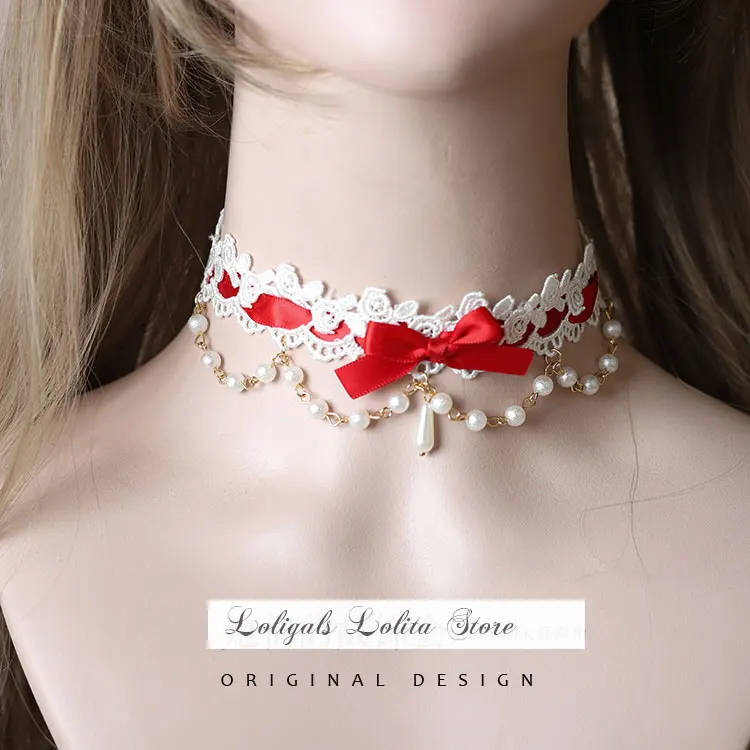 Милое ожерелье-чокер в стиле &quotЛолита&quot милый бант-чокер с цепочкой из бисера |