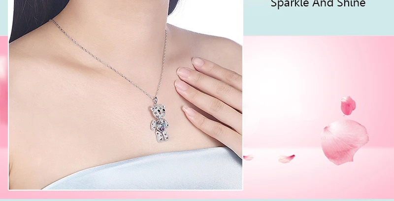 Горячая Забавный Мишка, кулон ожерелье кристалл от Swarovski для женщин полые звезды 925 Sterrling серебро Мода юбилей вечерние подарки