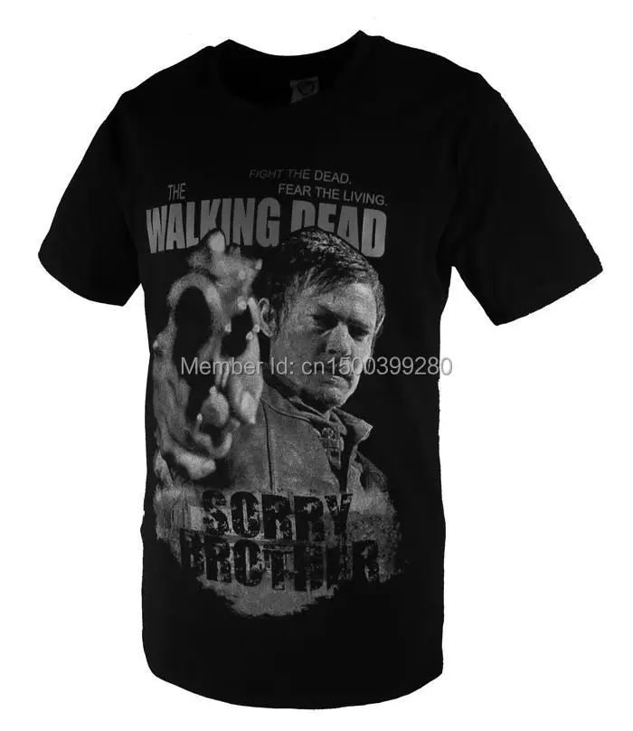 100% LYCAR THE WALKING DEAD DARYL SORRY BROTHER GRAPHIC TEE MENS SHORT SLEEVE T-SHIRT TV SERIES | Мужская одежда