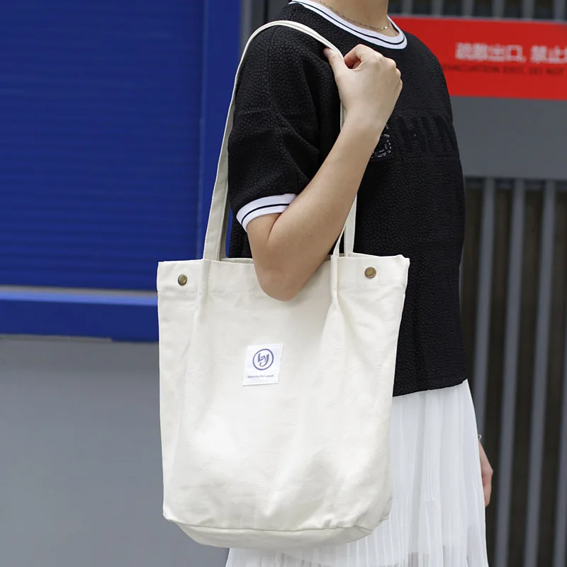 

New Korean Women Casual Handbag Small Fresh Sen Canvas Bag Handbag Simple Literary Style Alphabet Shoulder Bag