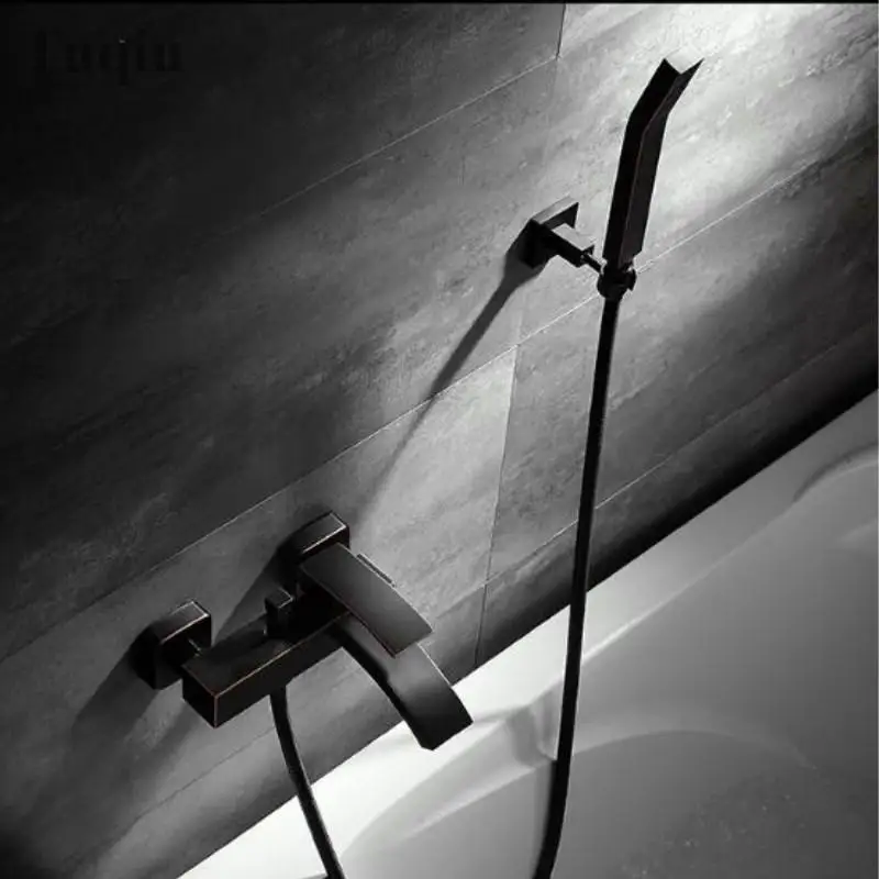 

Free Shipping Fashion Europe style quality brass Black ORB finished bathroom bathtub faucet set,shower faucet mixer set