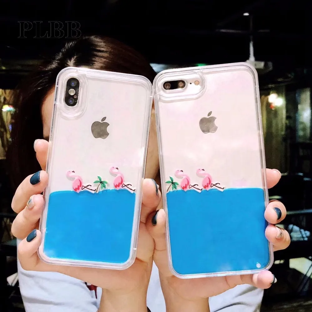PLBB модный Жидкий чехол для девочек iPhone X 6 6S 7 8 Plus Милый Летний Мягкий силиконовый