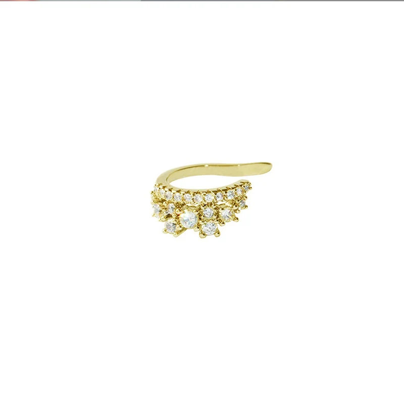 gold crown right Элегантные женские серьги-клипсы в форме короны из кубического циркония, Ретро стиль, полые u-образные серьги в форме короны, без пирсинга, серебряный цвет - Окраска металла: gold crown right