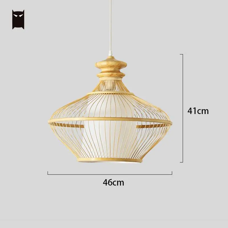 Бамбуковый Плетеный подвесной светильник в виде пирамиды из ротанга винтажный