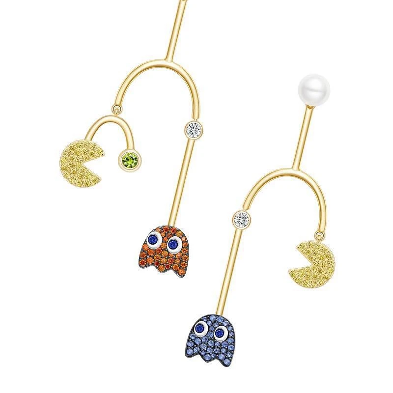 My Children Pac Man лабиринт серьги гвоздики баланс еды бобы 925 пробы серебро Циркон Clyde