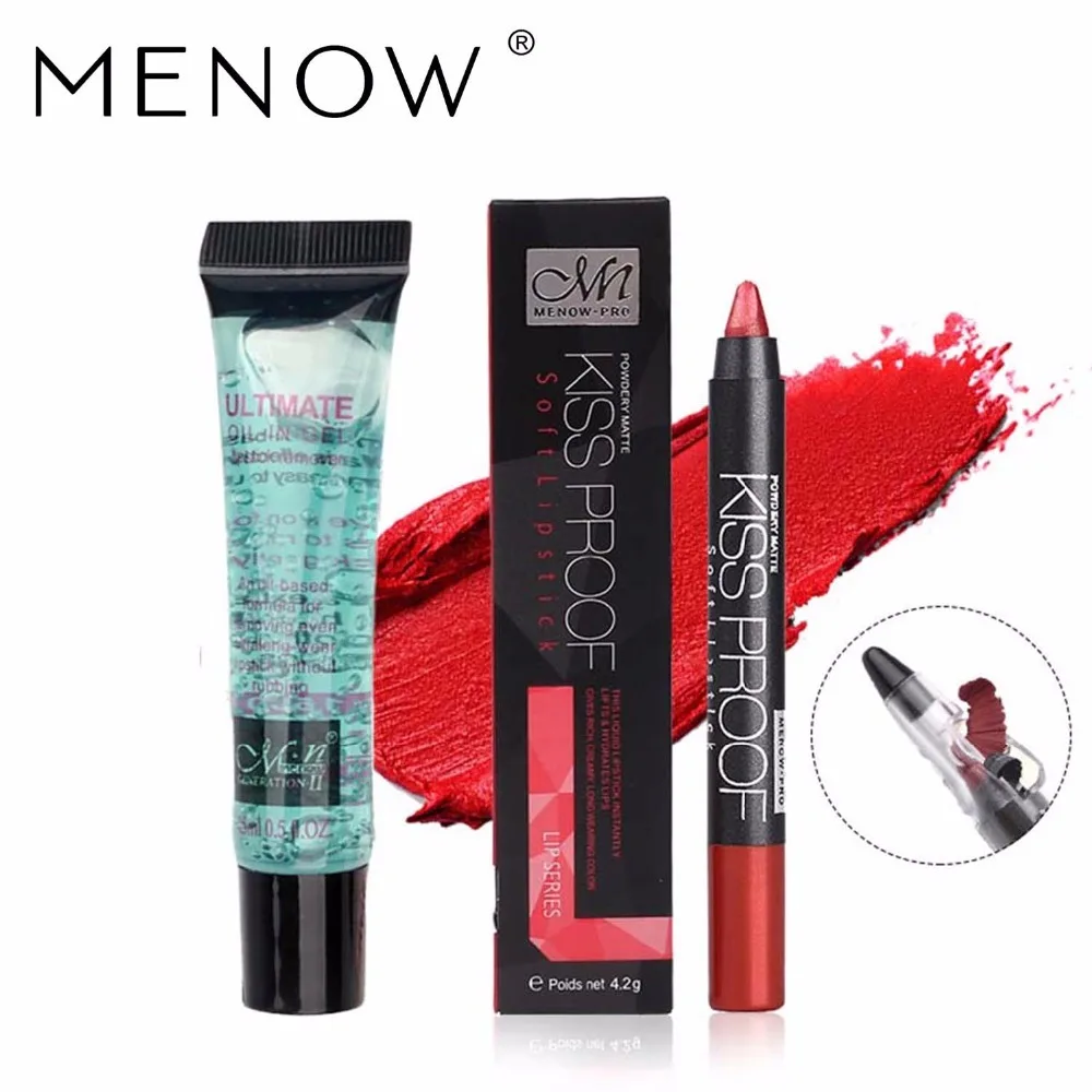 Menow бренд Make Up Set 19 Цвета kissproof матовая Губная помада с точилка для карандашей и губ