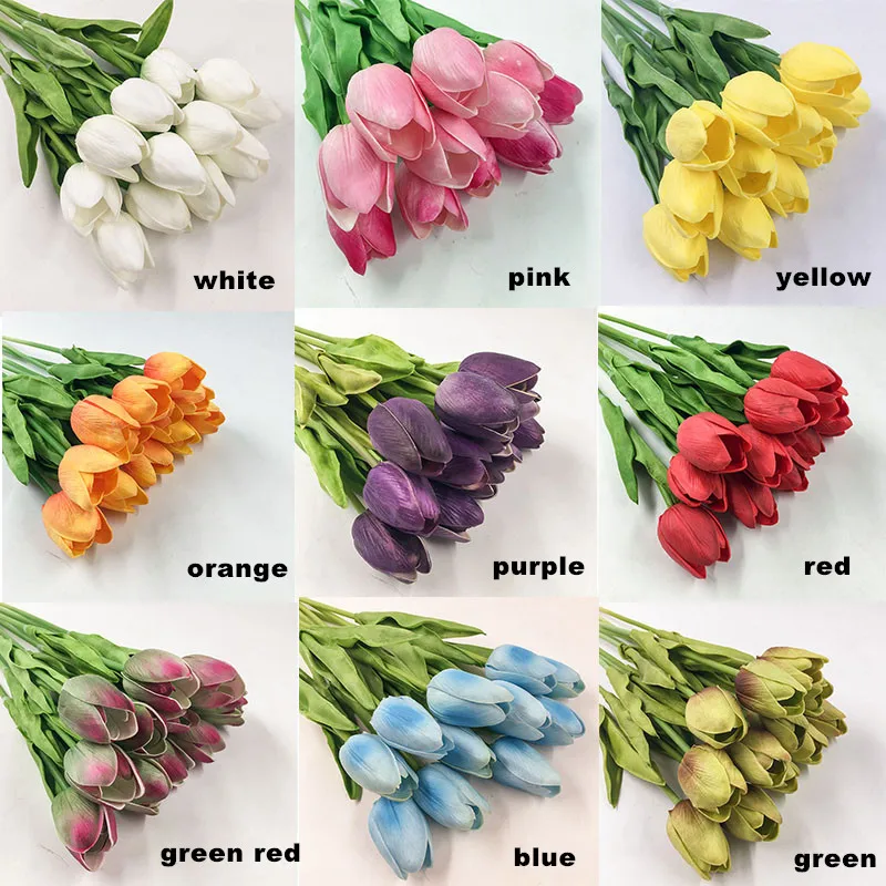 

31pcs PU Tulip Artificial Flowers Mini Real Touch Flower Wedding Bouquet for Home Wedding Decorative Flowers & Wreaths