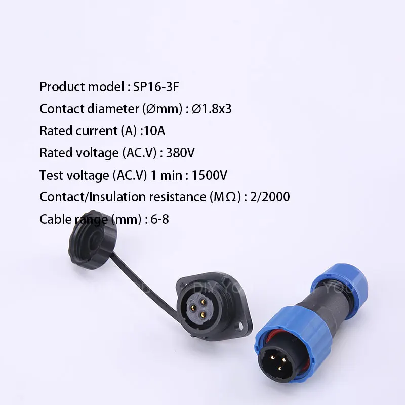 SP16-3F SP16 IP68 водонепроницаемый док авиационным соединителем с разъемом «папа» и муфтовый стыковочный переводник 2/3/4/5/6/7/9 контактный разъем для монтажа в панель Кабельный разъем - Цвет: SP16-3F
