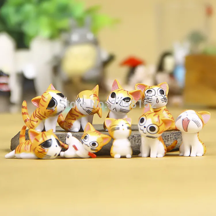 

(9pcs/set) Cheese cat figurines toys cute lovely Model Kids Toys 3cm PVC japanese anime children figure world