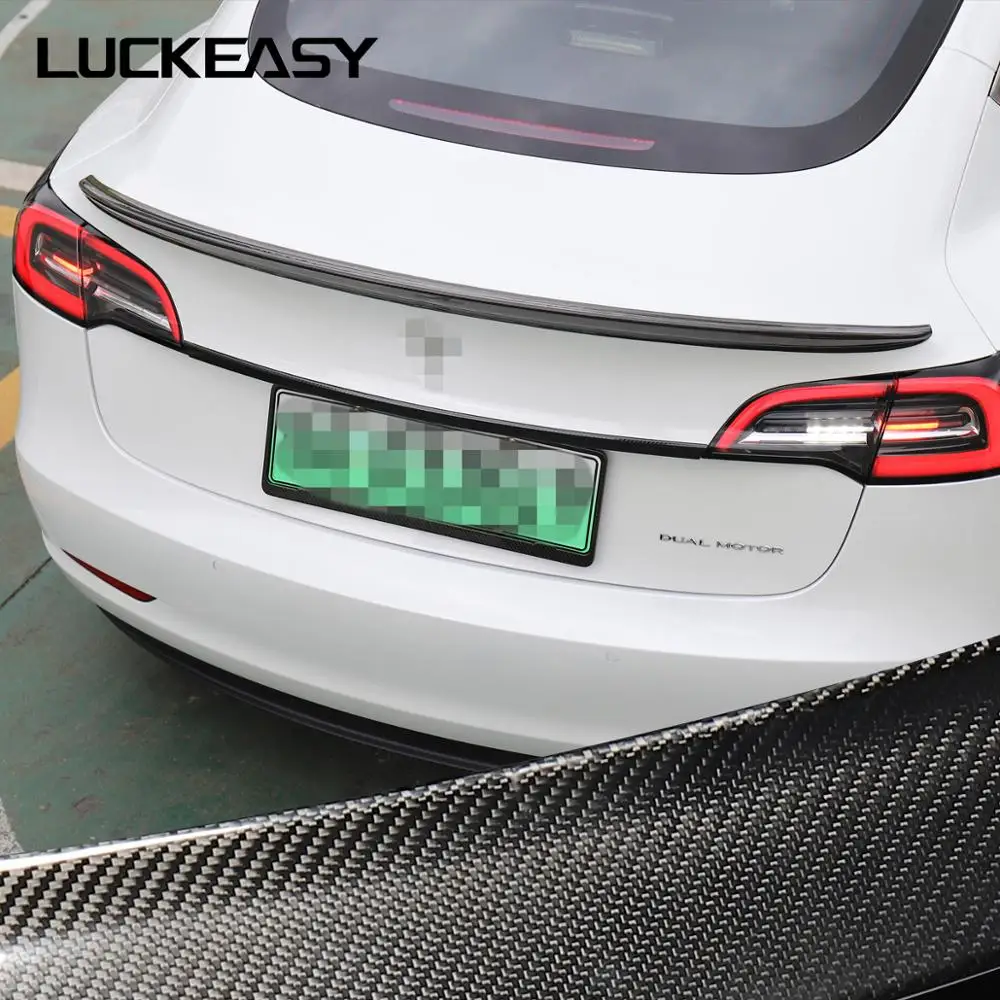 LUCKEASY автомобильный спойлер из углеродного волокна для багажника Tesla модель 3- настоящий спойлер из углеродного волокна для багажника крыло