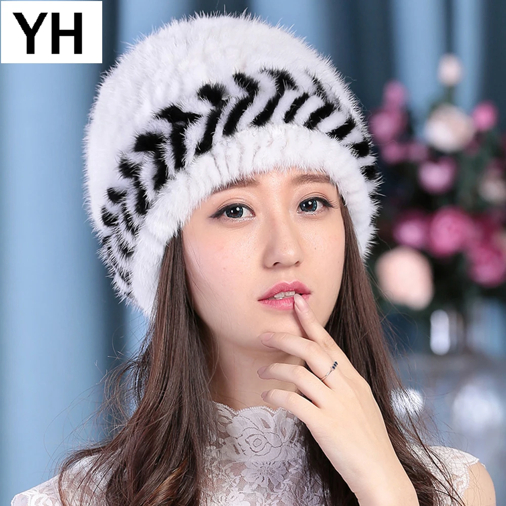 Лидер продаж Женщины натуральная меховая шапка из натуральной норки зимние