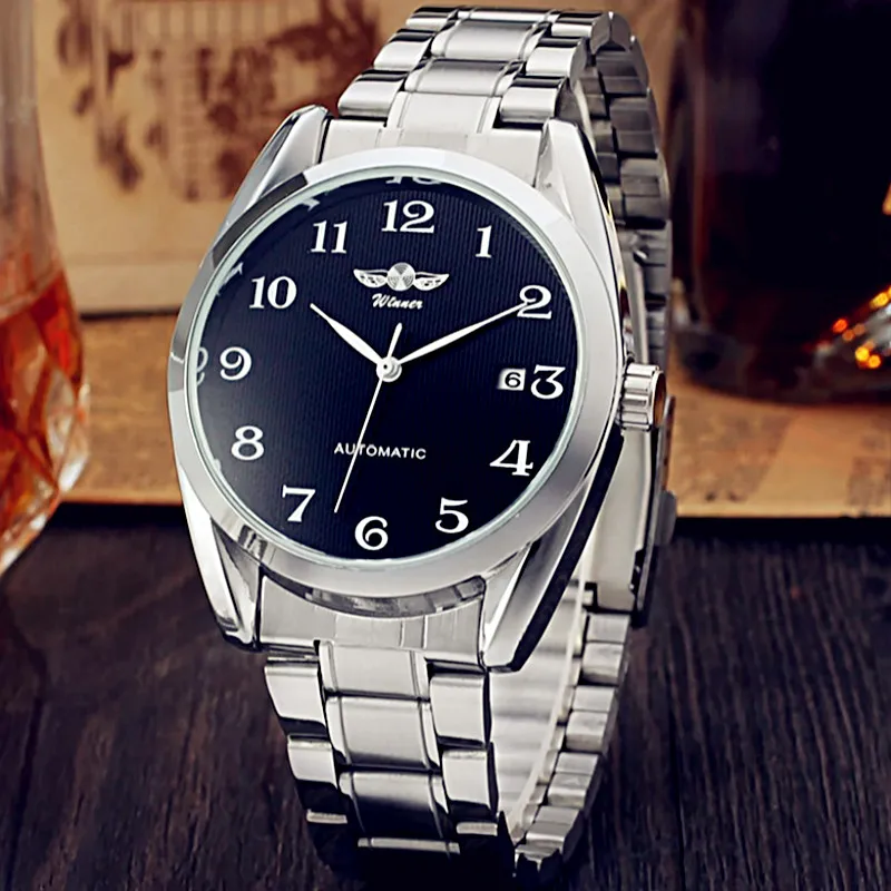 Автоматические Мужские часы WINNER Классические деловые с автоматической датой