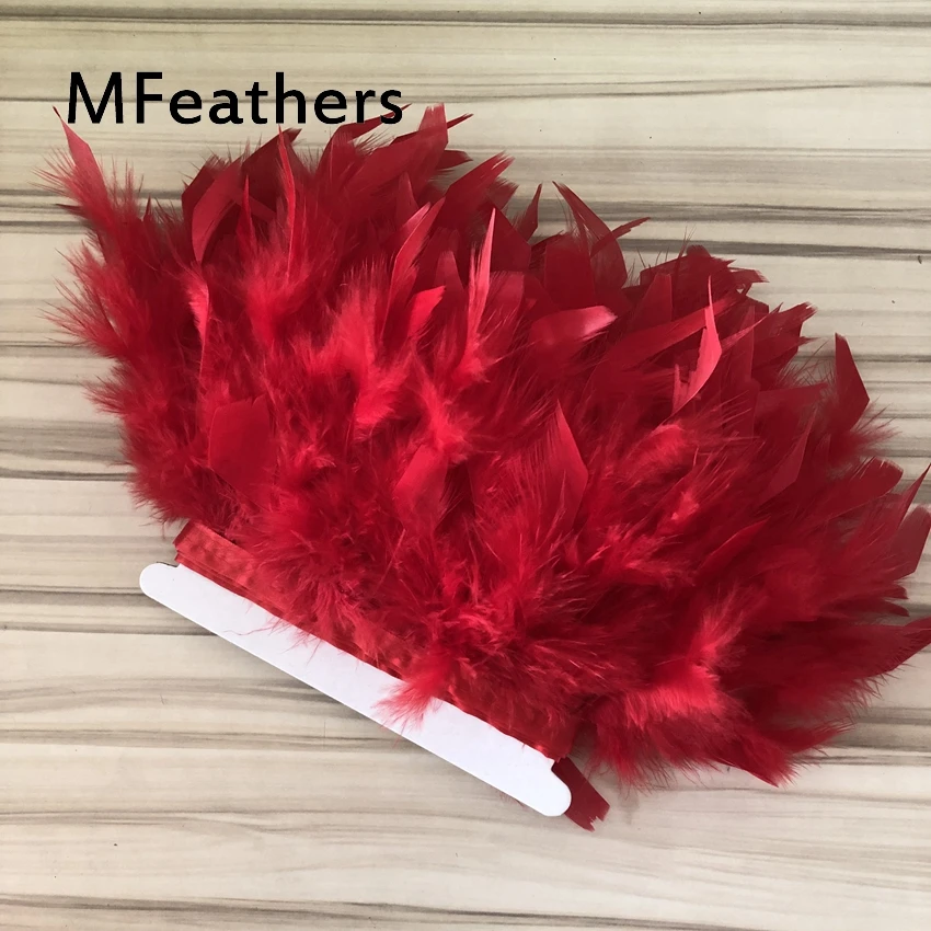 Wholesale 10Meters Dyed Red Turkey feather fringe trims 10-15cm 4-6inches chandelle marabou trimming skirt dress | Дом и сад
