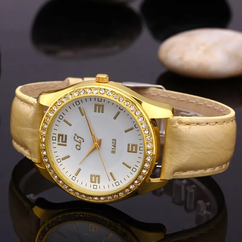 2018 новые кварцевые часы кожаный ремешок горный хрусталь Женские простые