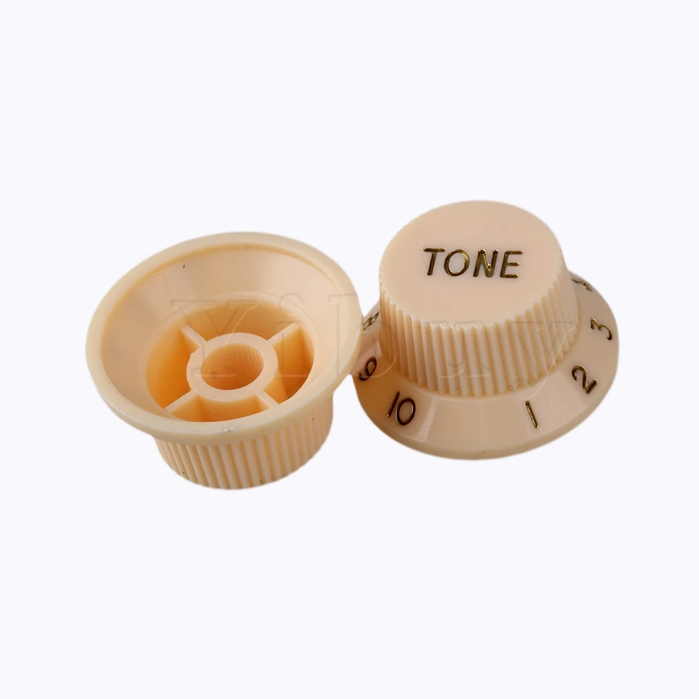

Yibuy 10PCS Plastic Cream 1 Volume & 2 Tone Knobs Guitar Knobs Golden Number