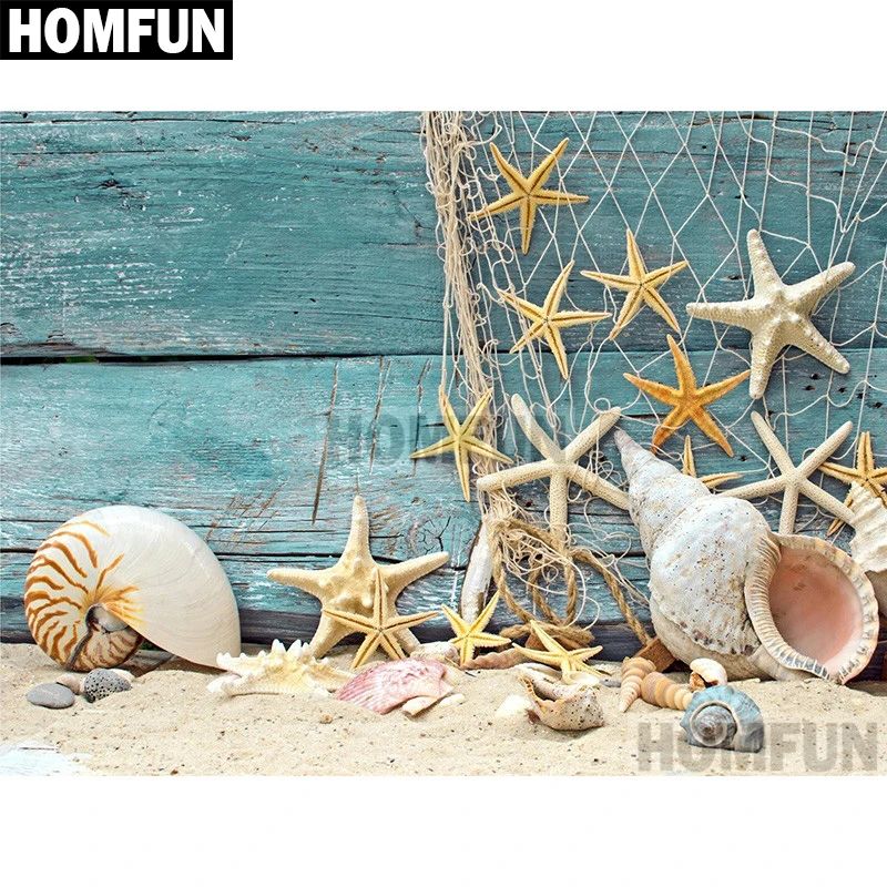Алмазная живопись HOMFUN A02030 сделай сам вышивка крестиком пляж Морская звезда