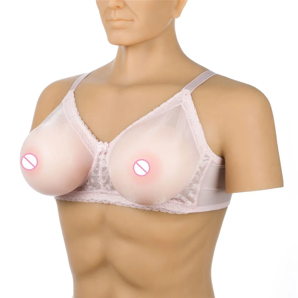 (2000 г/пара круглые бежевые силиконовые груди + сексуальный розовый прозрачный