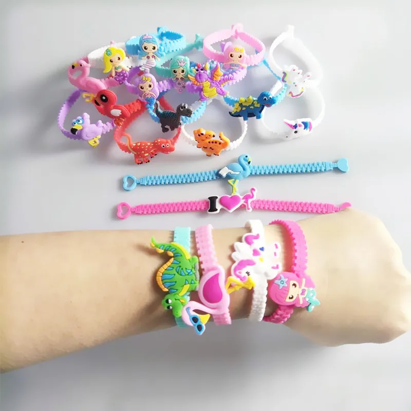 30 шт. резиновый браслет с изображением фламинго единорога для вечеринки дня