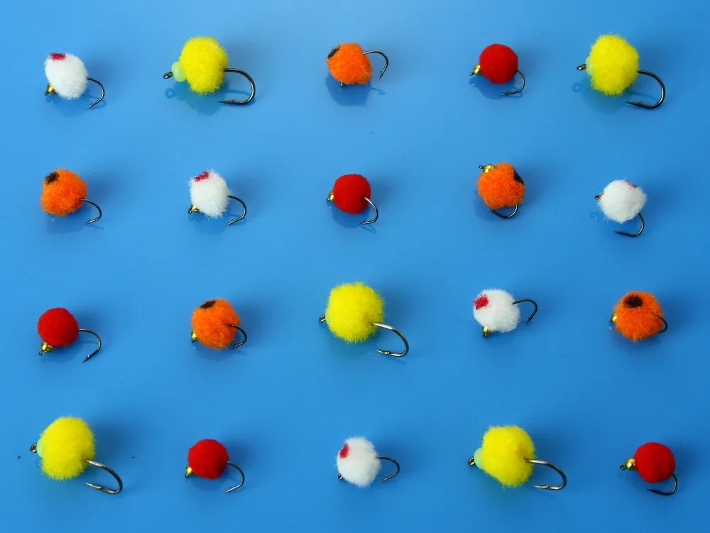 40 шт. Glo Bug яйцо мухи стримеры желтый/красный/оранжевый/белый лосось Приманки на