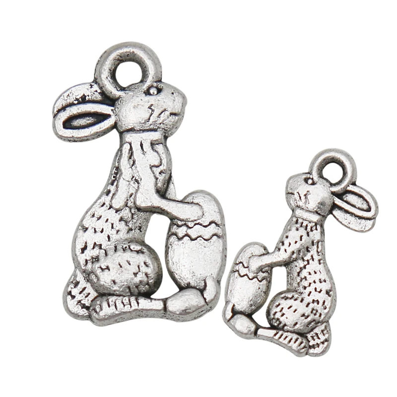 RAINXTAR мода Сплав милый кролик и Пасхальное яйцо амулеты для детей подарки 10*17 мм 20